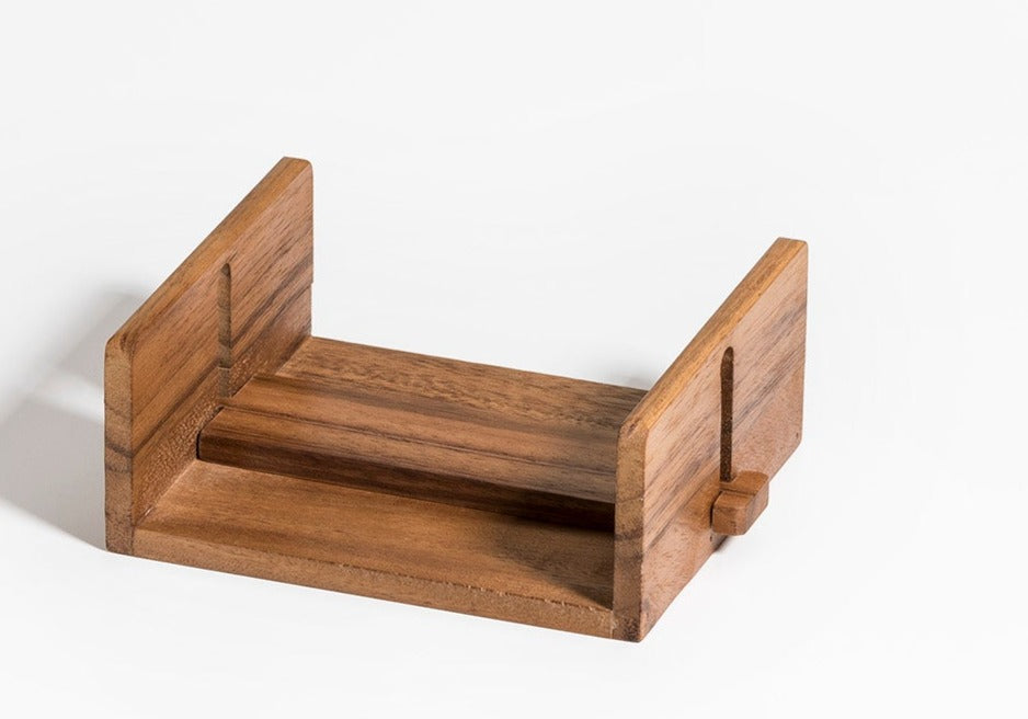 Acacia Wood Napkin Holder with Adjustable Bar