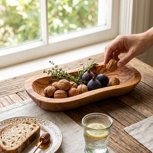 Mediterranean Olive Wood Serving Bowl