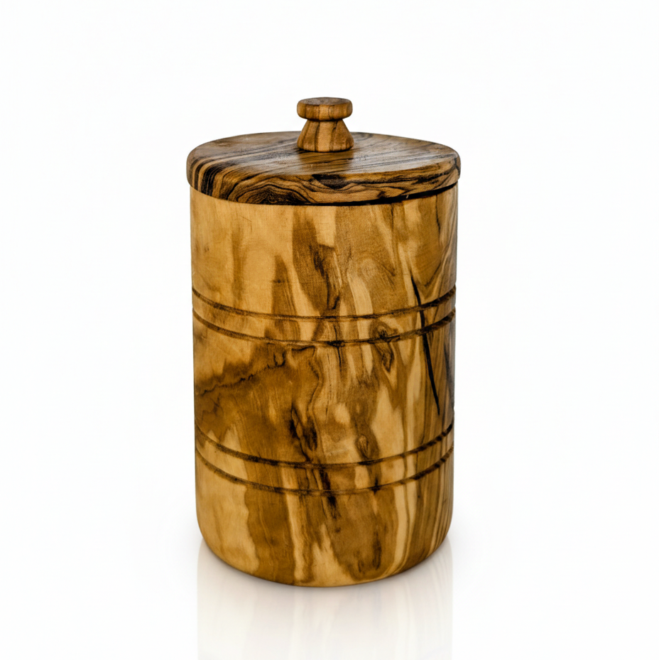 Olive Wood Spice Jar With Lid