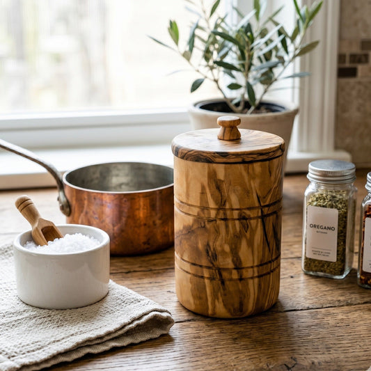 Olive Wood Spice Jar With Lid