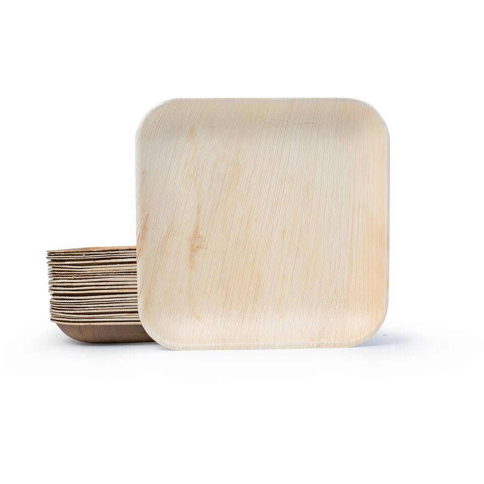 Palm Leaf Square Plates, 10"