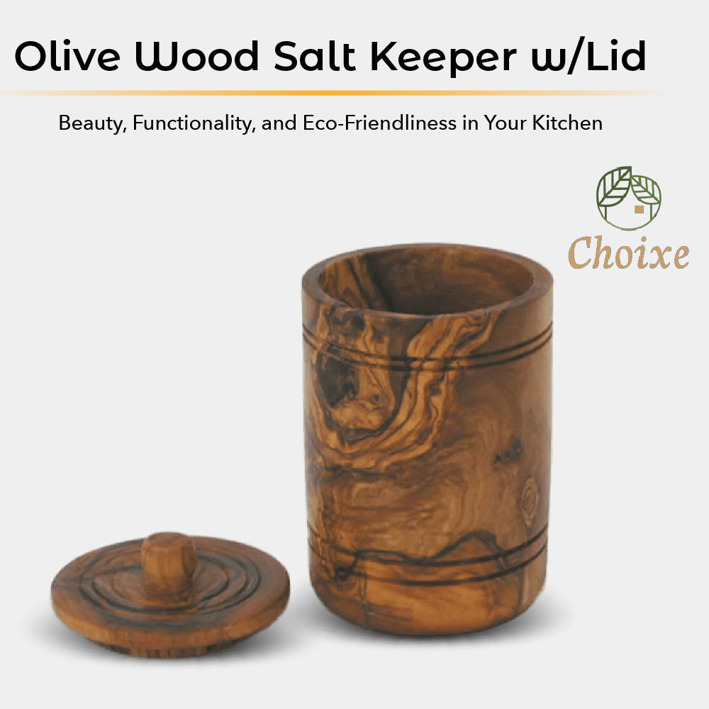 Olive Wood Spice Jar With Lid