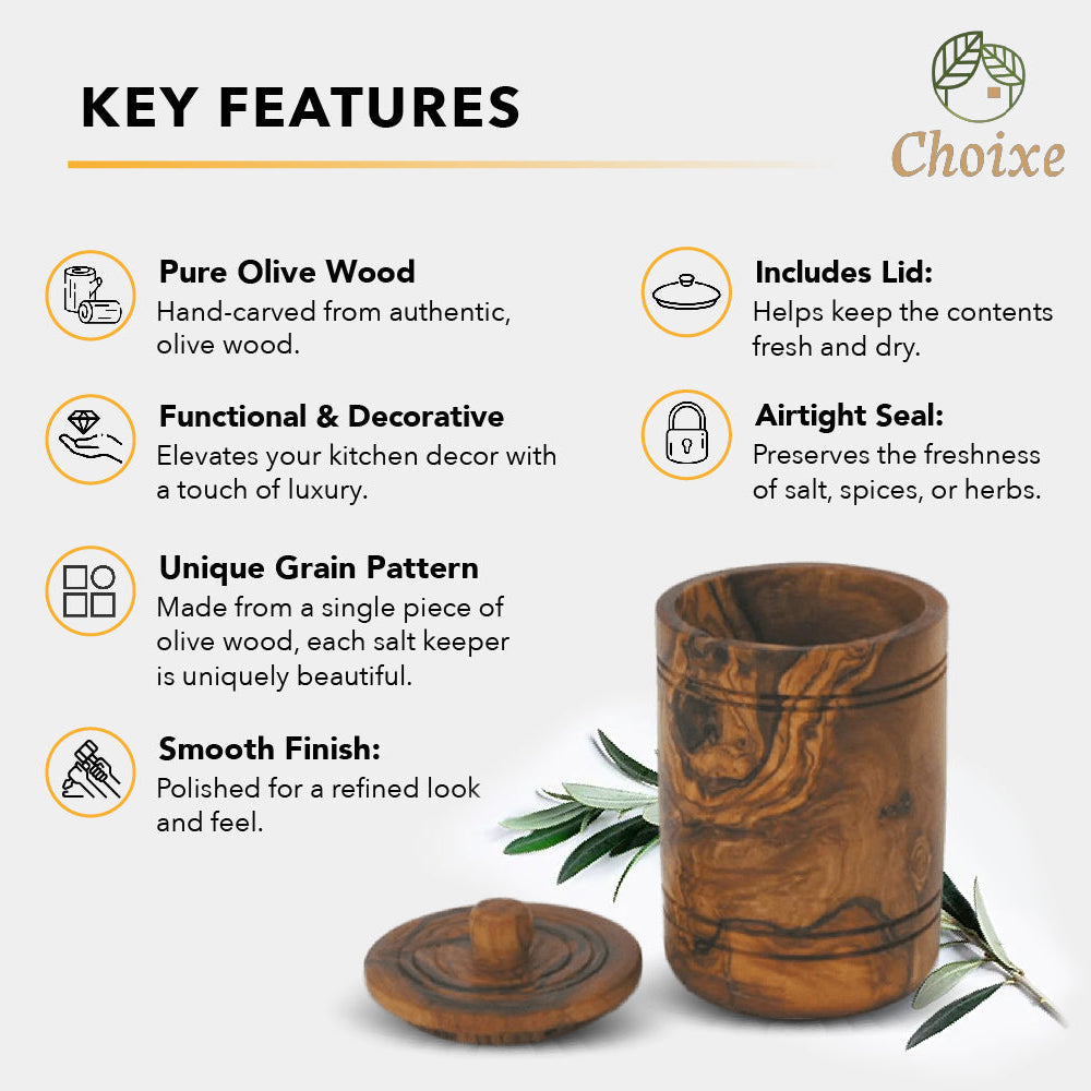Olive Wood Spice Jar With Lid
