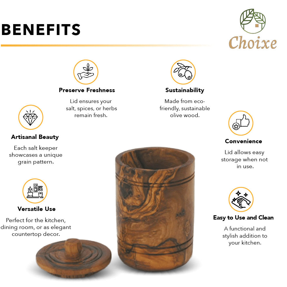 Olive Wood Spice Jar With Lid