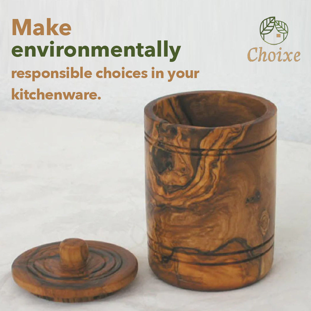 Olive Wood Spice Jar With Lid