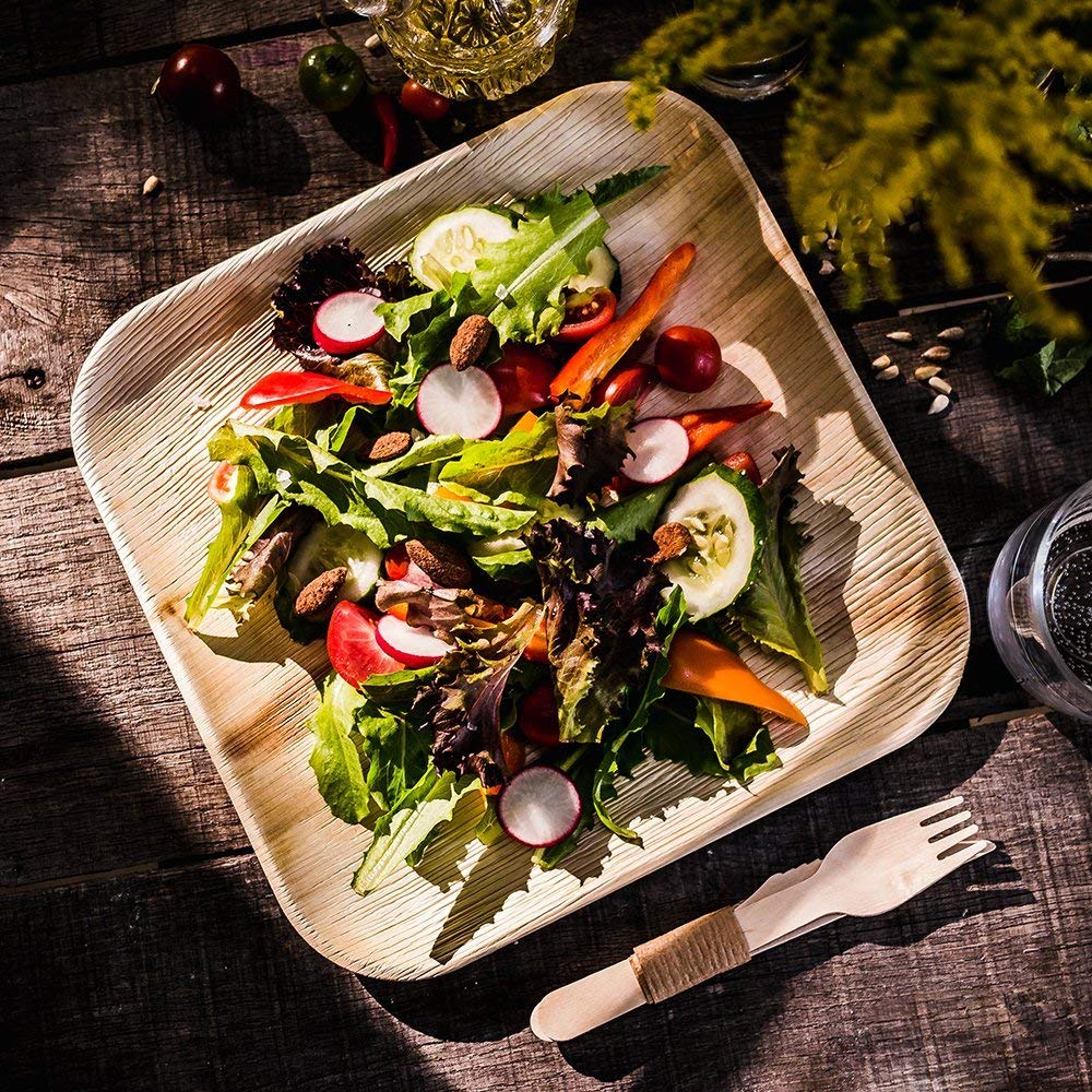 Palm Leaf Square Plates, 10"
