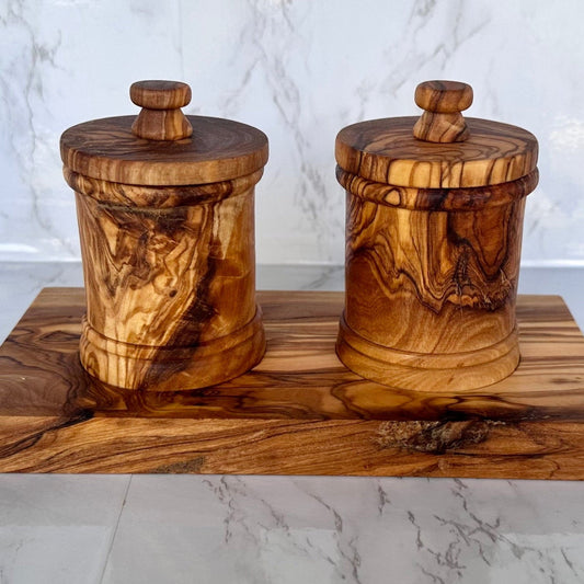 Handcrafted Olive Wood Canister Set