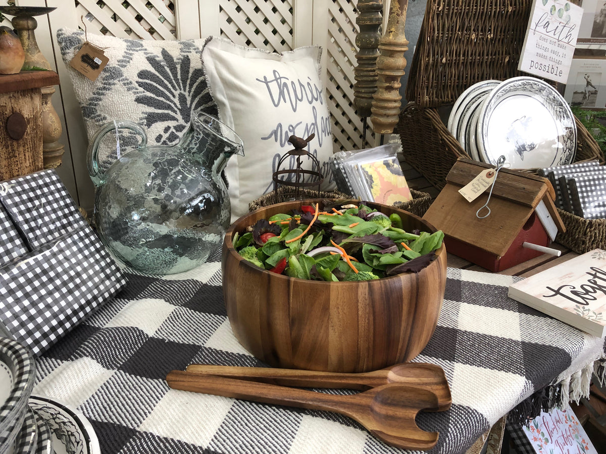 Handcrafted Acacia Salad Bowl Set