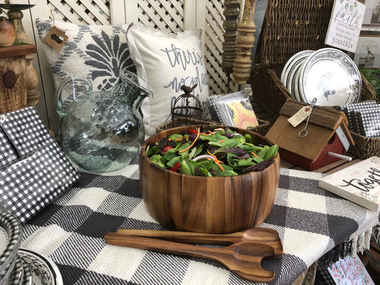 Handcrafted Acacia Salad Bowl Set
