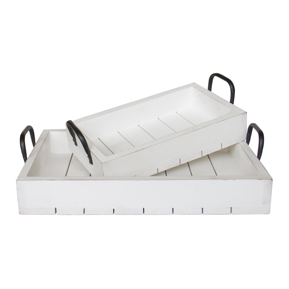 Rustic White Decorative Tray Set