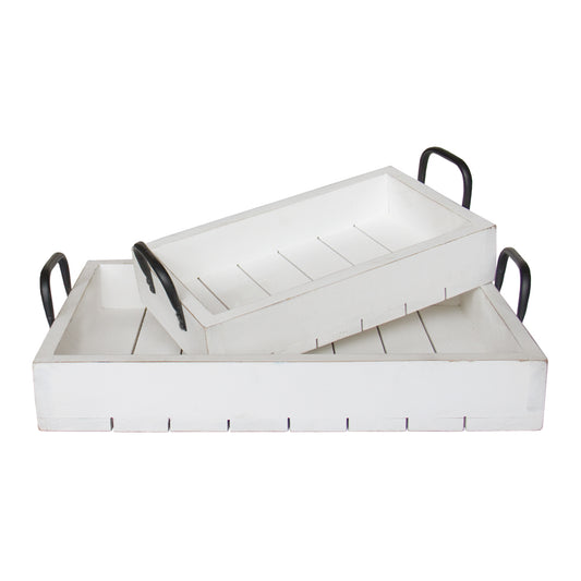 Rustic White Decorative Tray Set